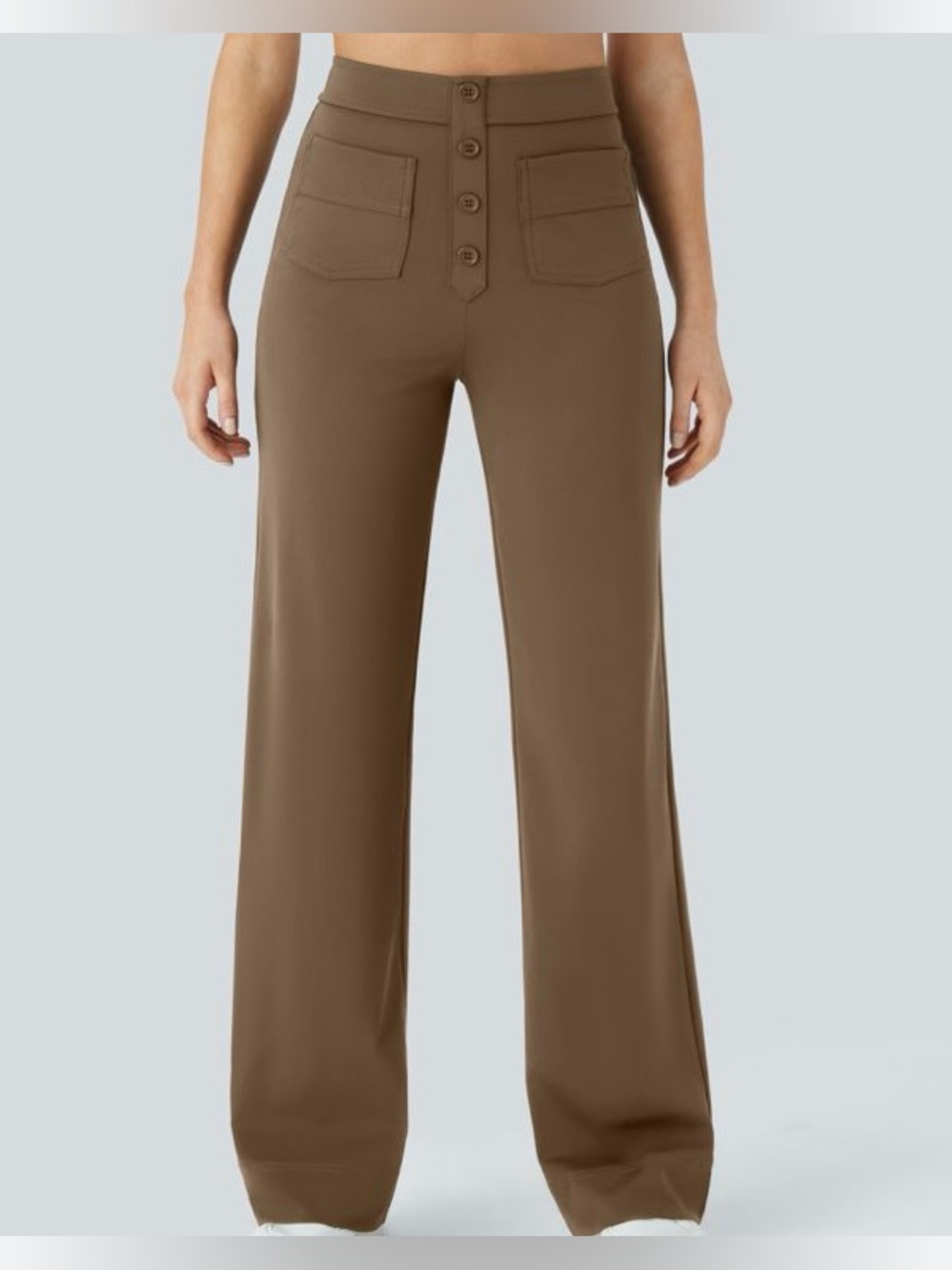 Halara DayStretch High Waisted Straight Leg Casual Pants in Brown Small - Picture 1 of 15